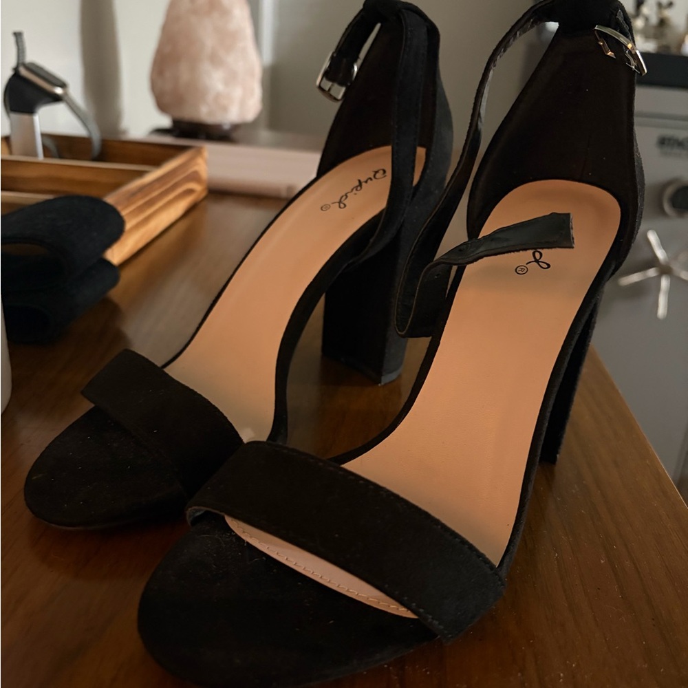 Qupid Black Suede Heels NWOT